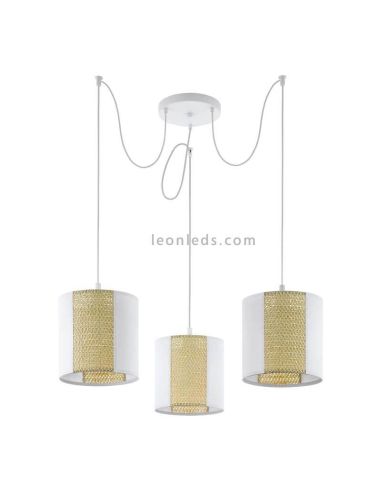 Arnhem 3XE27 candeeiro de suspensão LED estilo boho com 3 abajures | Luminária de teto vintage da Eglo Iluminación | Leon Ilumin