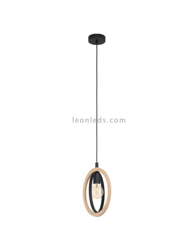 Luminária pendente LED vintage de madeira Basildon 1XE27 | Luminária de teto vintage da Eglo Iluminación | Leon Iluminação LED