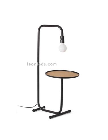 Lampadaire LED noir avec table Guest 1xE27 | Lampe en acier Faro Barcelona | Éclairage LeonLeds