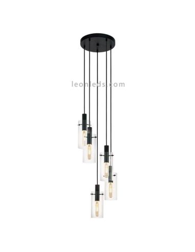 Plafonnier LED cylindrique en cristal Montefino 5XE27 | Plafonnier classique de Eglo Iluminación | Éclairage LeonLeds