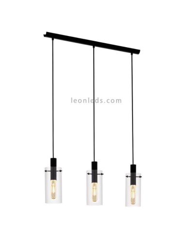 Plafonnier LED cylindrique en cristal Montefino 3XE27 | Plafonnier classique de Eglo Iluminación | Éclairage LeonLeds