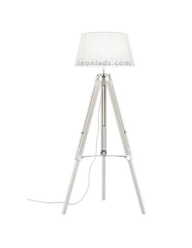 Lampadaire Tripode Blanc et Bois Tripod R40991001 Trio Lighitng | Éclairage LeonLeds