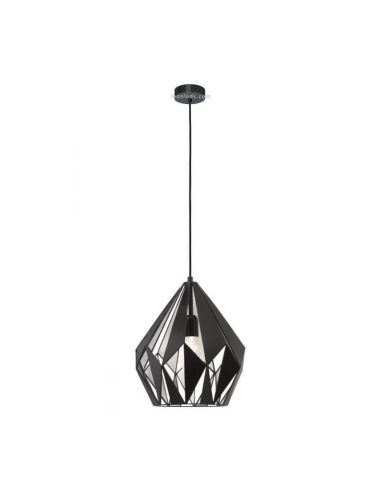 Plafonnier Carlton 1 noir et argent 1XE27 | Plafonnier Vintage d'Eglo Lighting | Éclairage LeonLeds