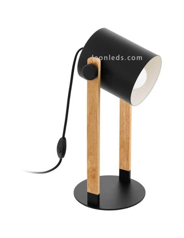 Lampe de table noire et bois Hornwood | leonleds