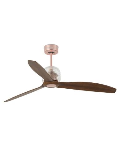 Ventilador de teto LED de madeira e cobre Deco Fan 33399 | leonleds