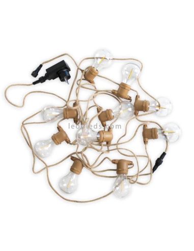 Set 3 Guirnaldas LED Allegra jute con cable 8m New Garden | LeonLeds Iluminación