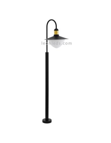 Baliza exterior Sirmione para senderos negra y oro 1xE27 | LeónLeds Iluminación | lámpara de suelo farola negra y oro