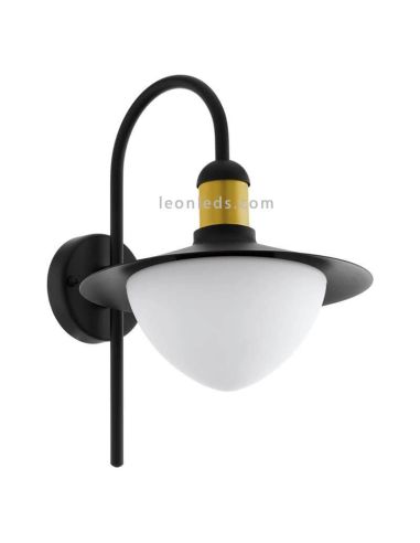 Applique murale d'extérieur Sirmione noir et or 1xE27 | Éclairage LeónLeds | lampadaire classique