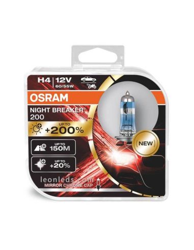 Pack de 2 Lâmpadas H4 Night Breaker 200 + 200% 64193NB200-HCB Osram | leonleds