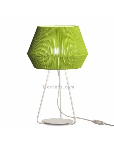 Lampe à poser Corde Banyo personnalisable trépied blanc 1xE27 | Éclairage LeónLeds | vert