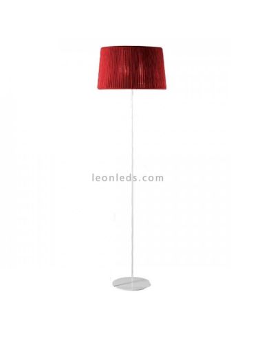 Candeeiro com pé alto branco e corda personalizável Tambor 1xE27 | LeónIluminação Leds | candeeiro de sala vermelho