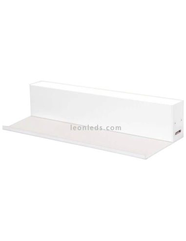 Aplique LED de pared con estantería y USB TI-ZAS | LeónLeds Iluminación | lámpara de pared blanca