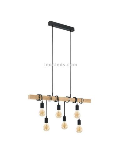 Suspension Townshend 6 lumières acier et bois