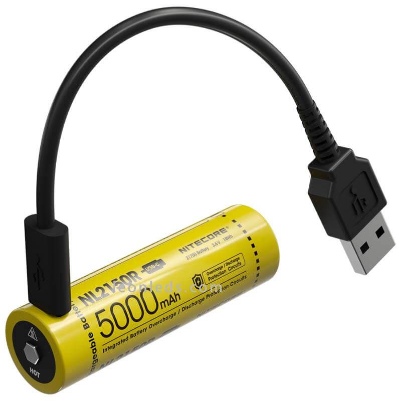 Batería recargable USB-C NL2150R pila 21700 5000mAh Nitecore