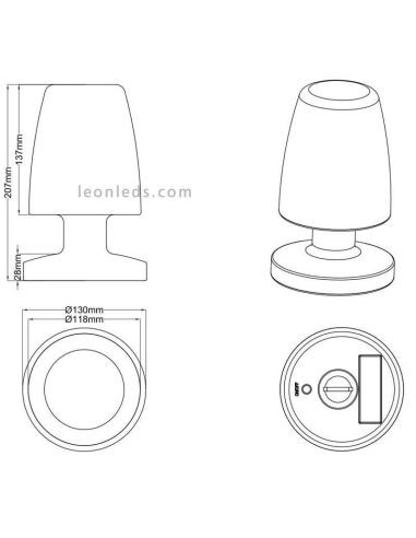Lámpara LED recargable USB y con interruptor Dora