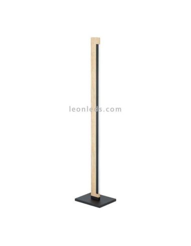 Lampadaire LED orientable Camacho en acier et bois