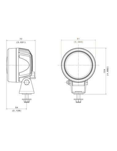 Phare de travail LED ovale montage latéral 2000 Lumen - Vignal