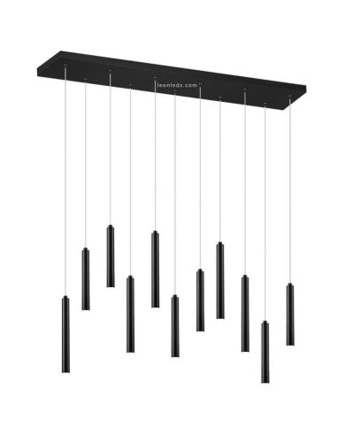 Candeeiro suspenso LED rectangular série Tubular preto 27.5W 3000K Trio Lighting | leonleds