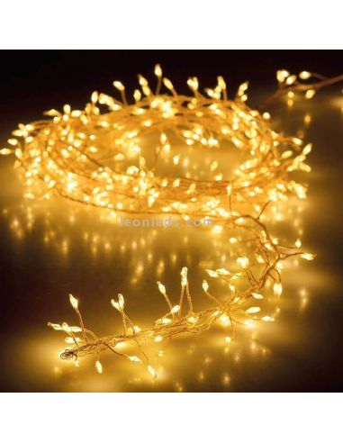 Guirnalda navideña tipo espino 100 leds de luz cálida a pilas