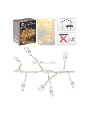 Guirlande de Noël aubépine type 100 leds de lumière chaude à piles