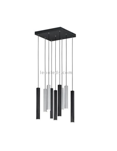 Candeeiro suspenso LED Civeto preto e prateado em metal