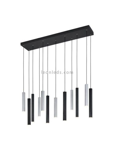 Grande candeeiro suspenso LED preto e prateado Civeto 12L