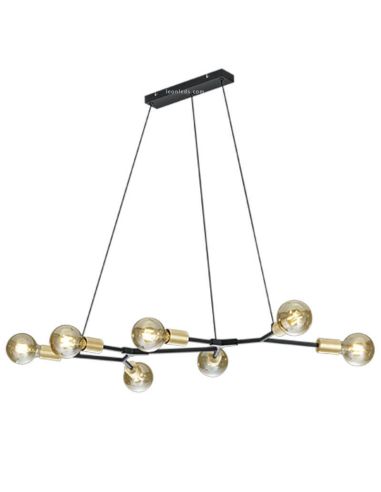 Trio de luminaires suspendus noirs et dorés à 6 ampoules Cross | leonleds