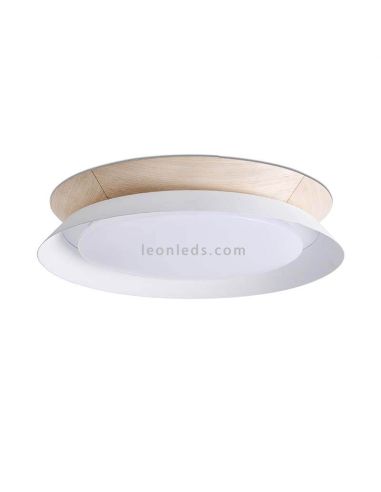 Plafón de techo LED de madera Tender blanco