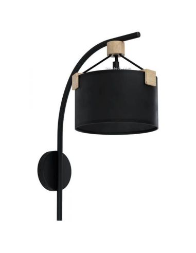 Aplique de pared de acero negro y madera Potosi Eglo | LeonLeds