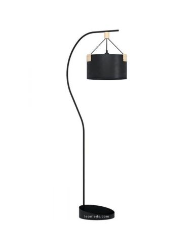 Lampadaire Potosi noir et bois Eglo | leonleds