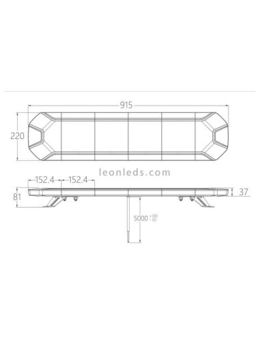 Rampe Lumineuse clignotant 36.5'' LED ambre Approuvé avec