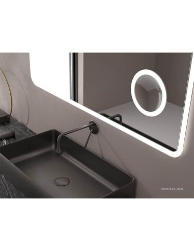 Miroir LED pour salle de bain avec éclairage périmétrique et Anti