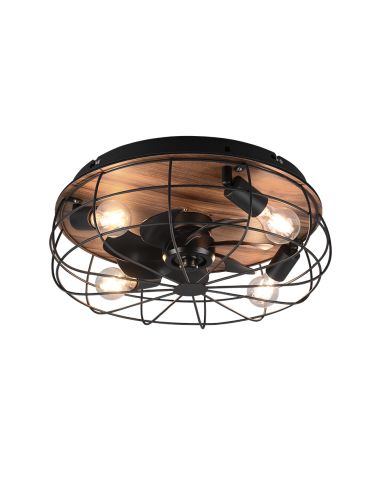 Ventilateur de plafond avec lumière Trondheim noir et bois