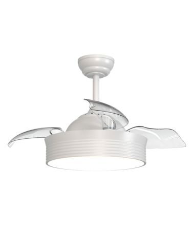 Ventilador de LED branco com pás dobráveis Bombay