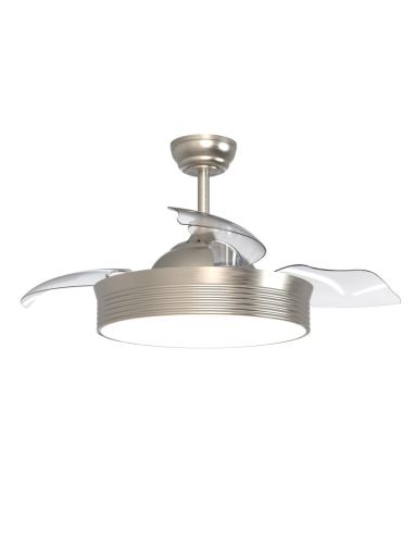 Ventilateur de plafond LED Bombay Nickel avec pales repliables