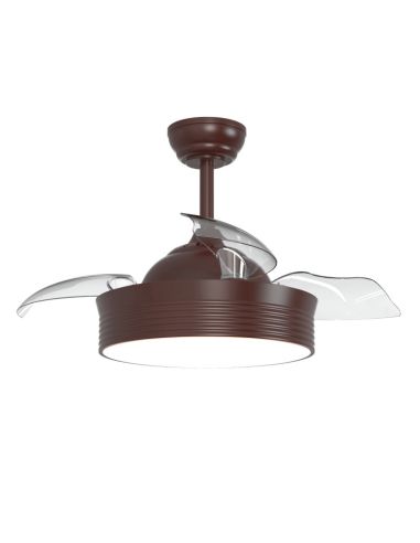 Ventilador de teto DC com luz LED marrom Bombay