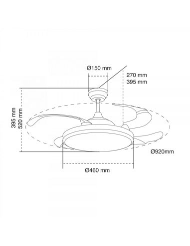 Ventilador de techo Aspas plegables DC LED 36W 3CCT Camel