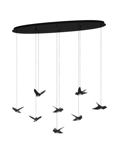 Suspension LED Paratebueno avec oiseaux décoratifs