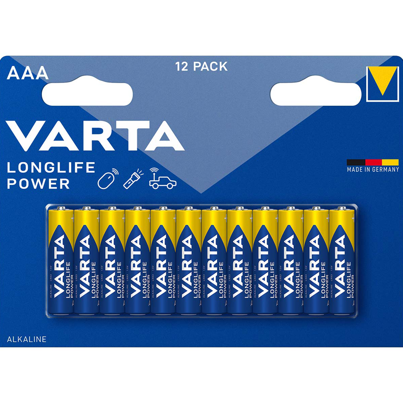 Pack 12 pilas Alcalinas AAA LongLife Power de Varta