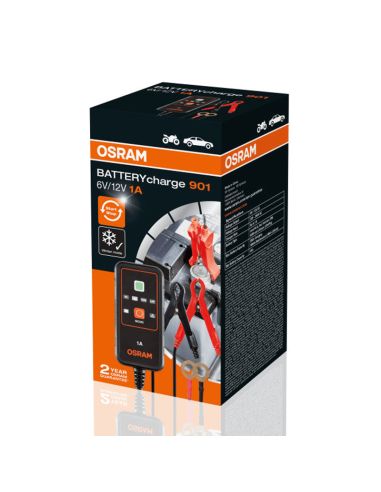 Chargeur et mainteneur de batterie intelligent 6V et 12V 1A BATTERYcharge 901 4062172248563 Osram | leonleds