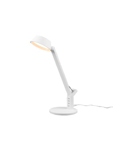 Candeeiro de mesa LED branco Ava com carregamento USB