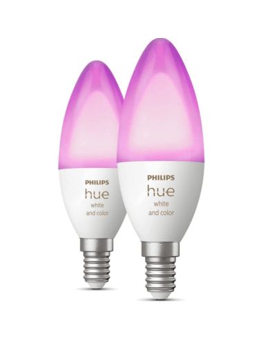 Pacote com 2 Lâmpadas LED Smart Candle 4W - 40W com Luz Branca e Colorida 8719514356610 Philips | leonleds