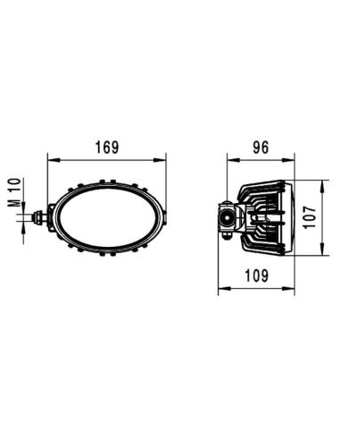 Faro LED de Trabajo Ovalado con soporte lateral Oval 100 Compact 12V/24V  1850Lm 1GA 996.761-171 Óptica de Trabajo - Hella