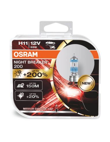 Pack de 2 Ampoules H11 Night Breaker 200+200% 64211NB200-HCB Osram | leonleds