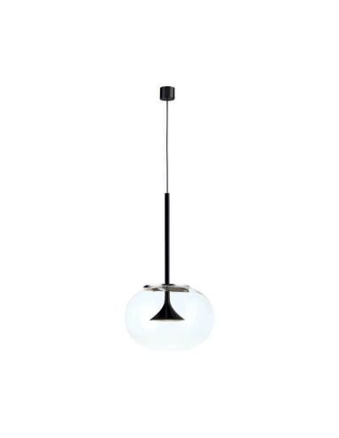 Suspension LED Alive noire avec abat-jour en verre