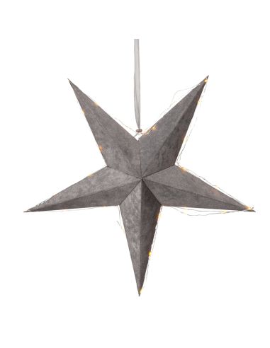 Estrella LED colgante Velvet de papel gris con luces