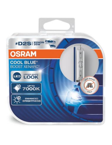 Lâmpadas Xenon D2S muito brancas 7000K Cool Blue Boost (Pack 2 Lâmpadas) Gama Off-Road 66240CBB-HCB Osram | leonleds