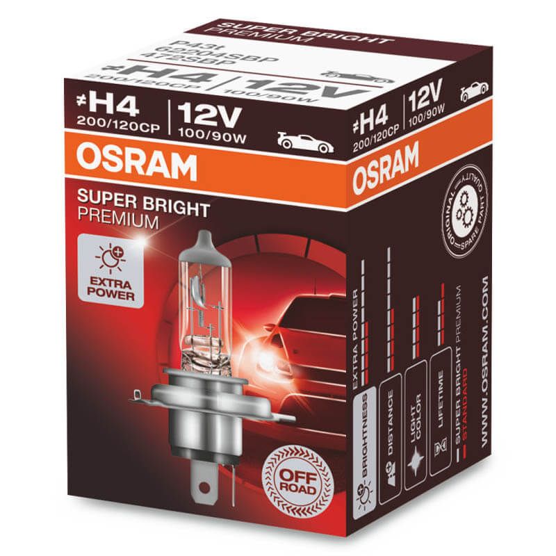 Ampoule H4 très puissante 12V Osram Super Bright