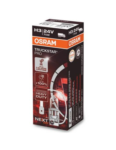 Lâmpada muito potente 24V H3 TruckStar Pro +100% 70W 64156TSP Osram | leonleds