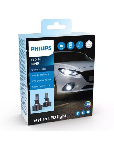 Pack 2 Ampoules LED Philips Ultinon PRO3022 H3